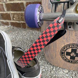 Hipsy Adjustable NO SLIP Checkerboard Red & Black Wide Non-Slip Headband